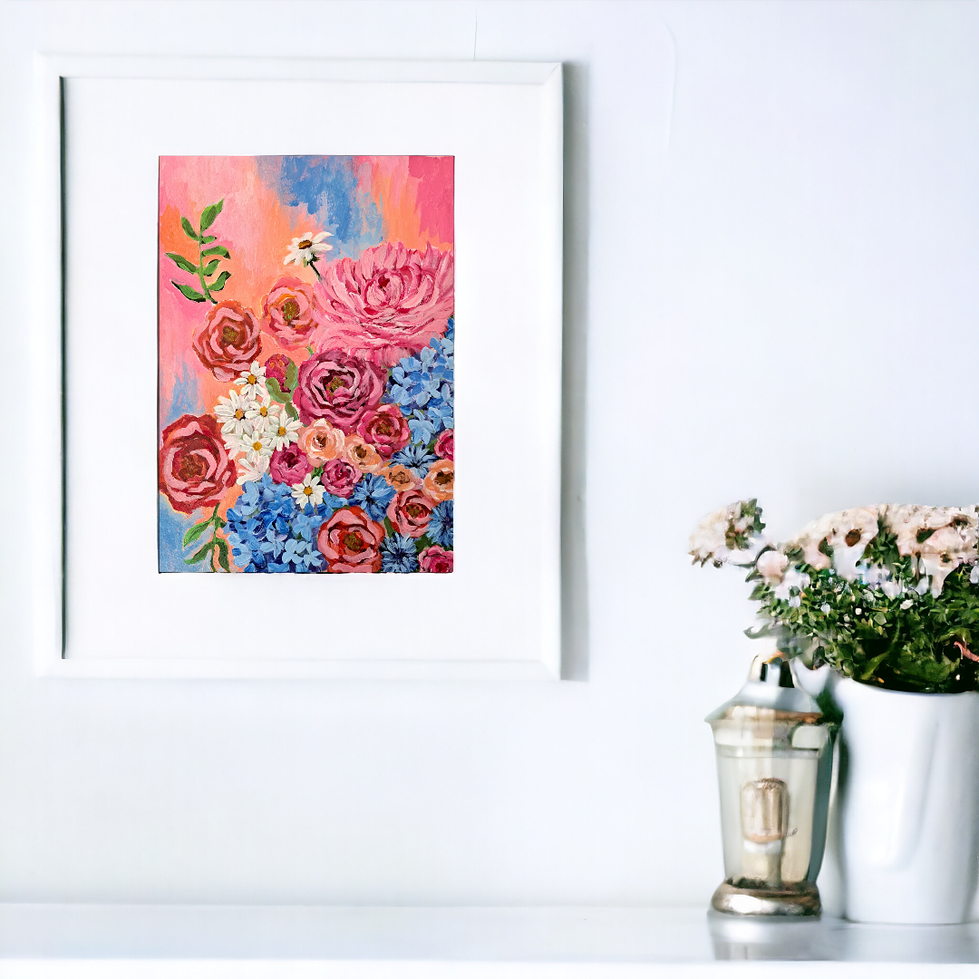 "Elämä ja yltäkylläisyys" maalaus paperille