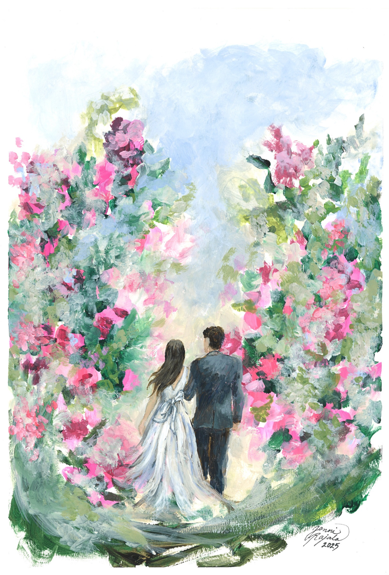 "Avioliiton puutarha" onnittelukortti taitettava 2-osainen