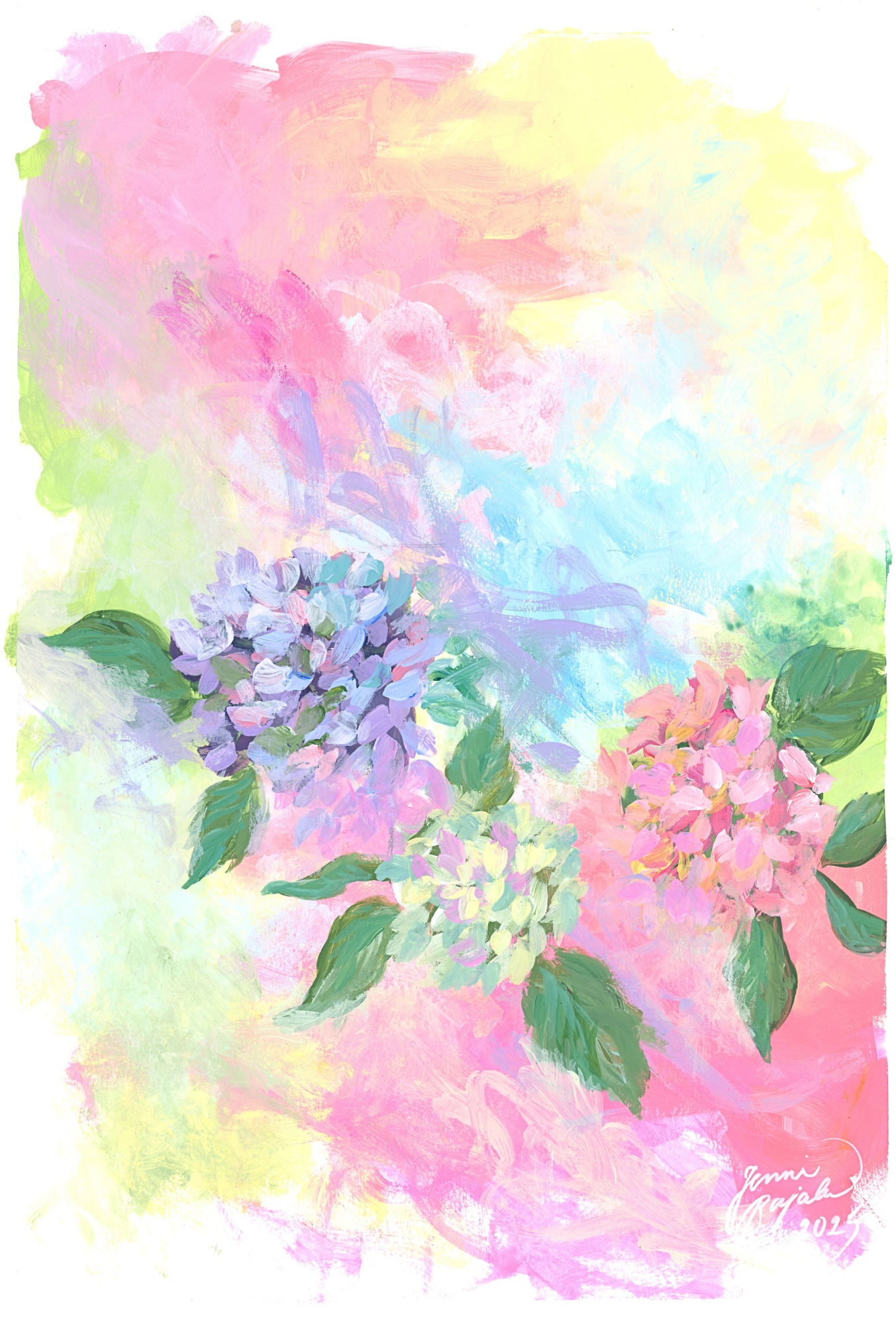 "Kaikki on kukassa" onnittelukortti taitettava 2-osainen