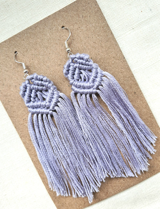 Lila macrame earrings