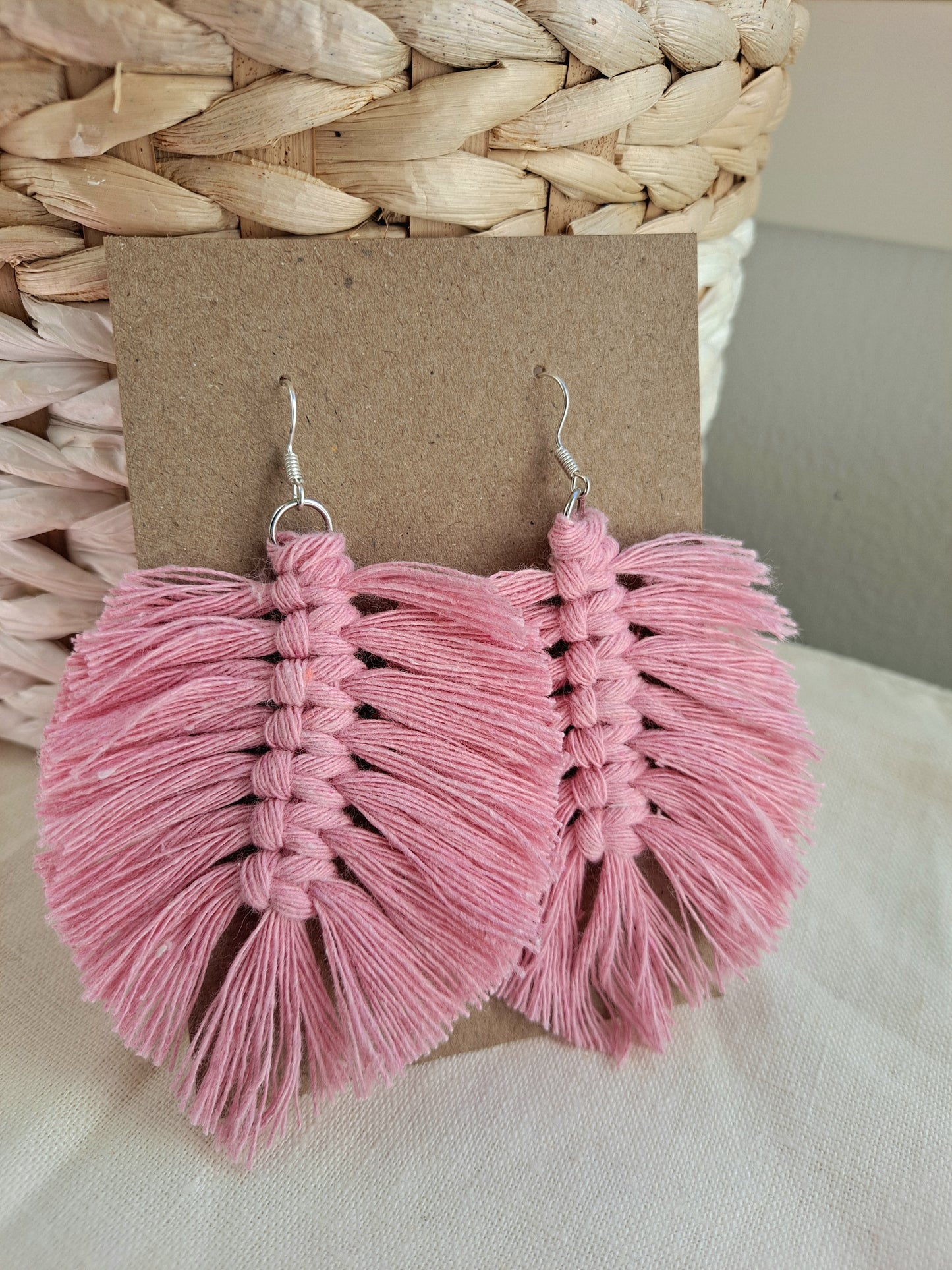 Macrame feather earrings