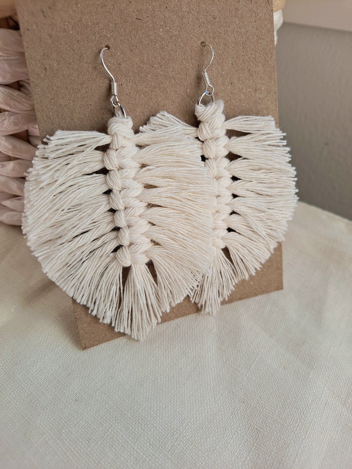 Macrame feather earrings