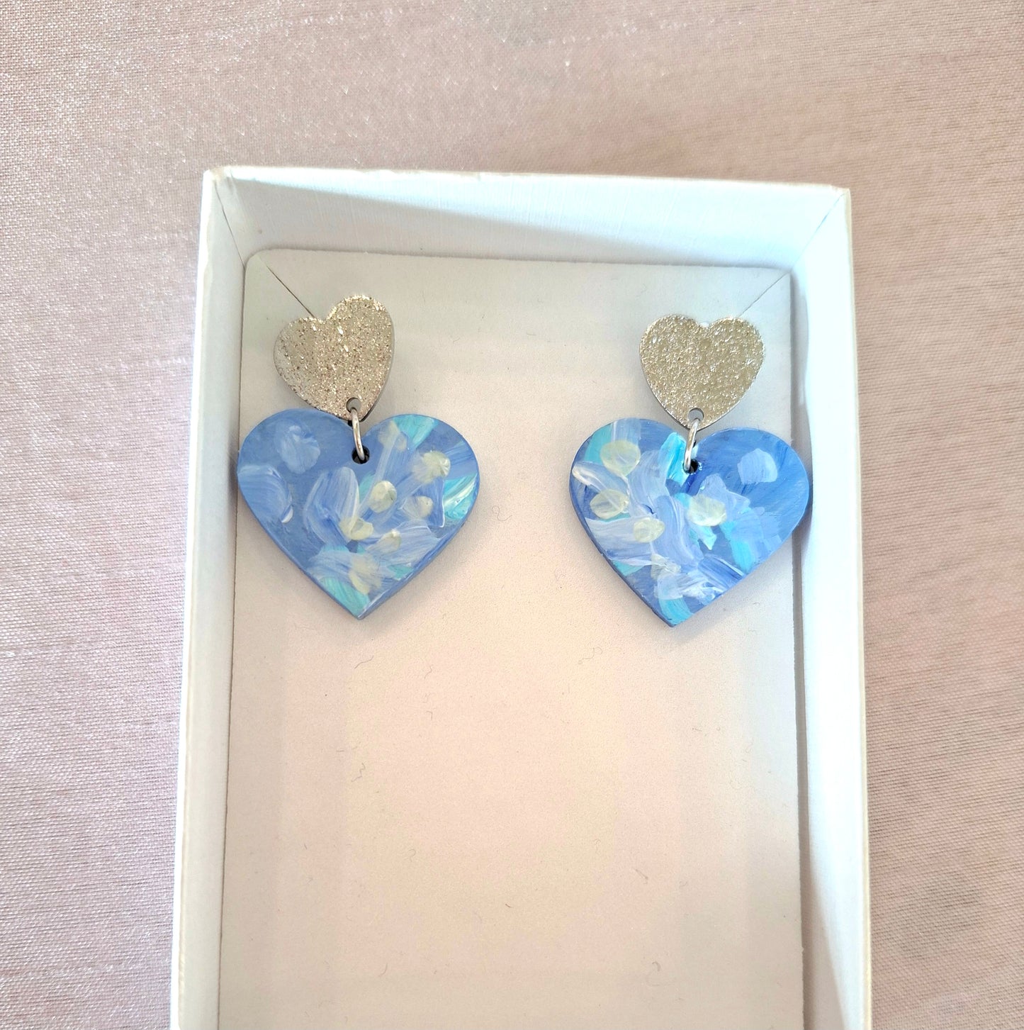 Sydän korvakorut sininen