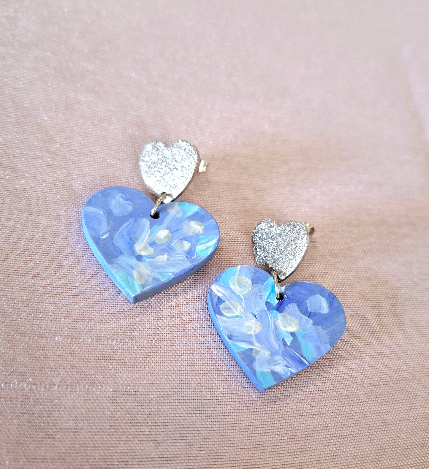 Sydän korvakorut sininen