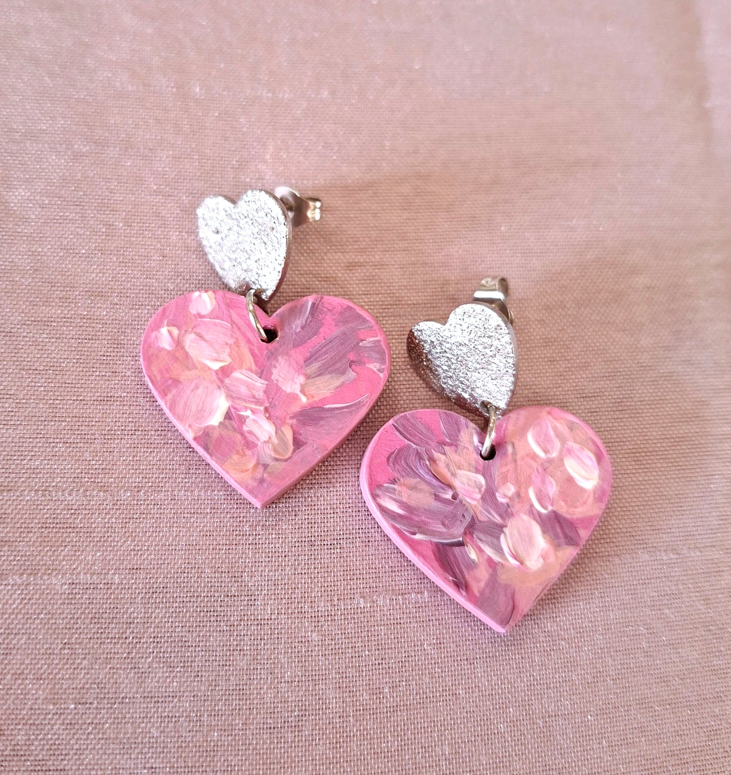 Sydän korvakorut pinkki