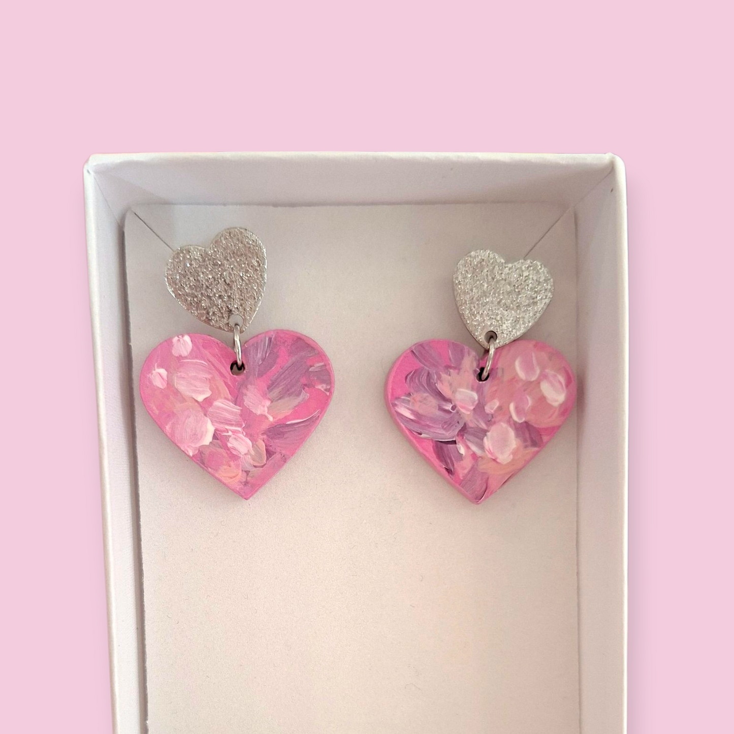 Sydän korvakorut pinkki
